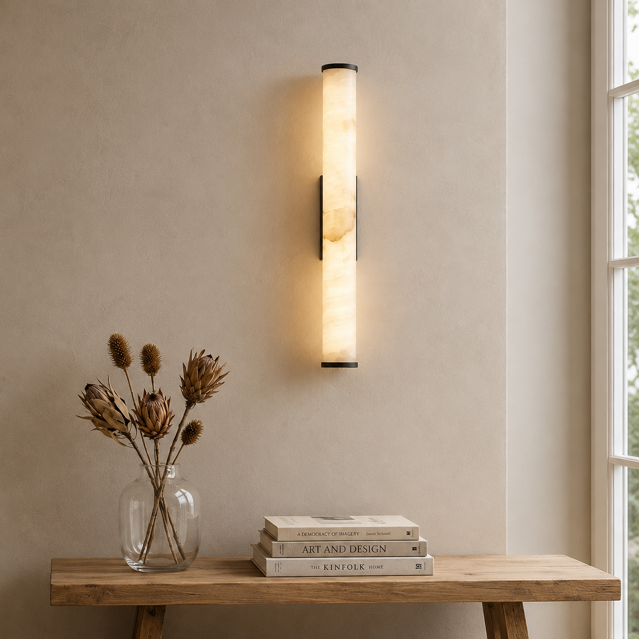 Solid Marble Cilinder Wall Light