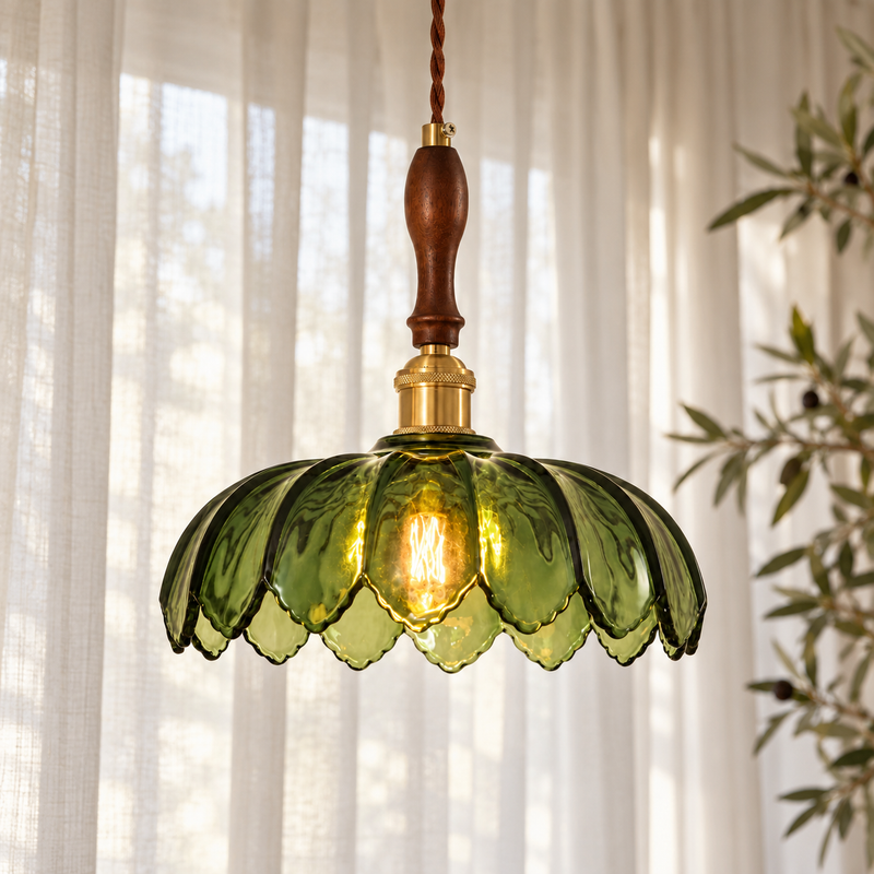 Vintage Glass Flower Pendant Light