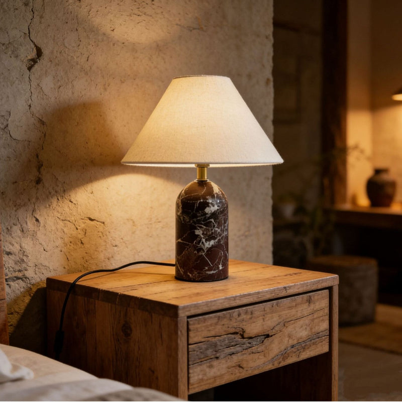 Isa Marble and Silk Table Lamp