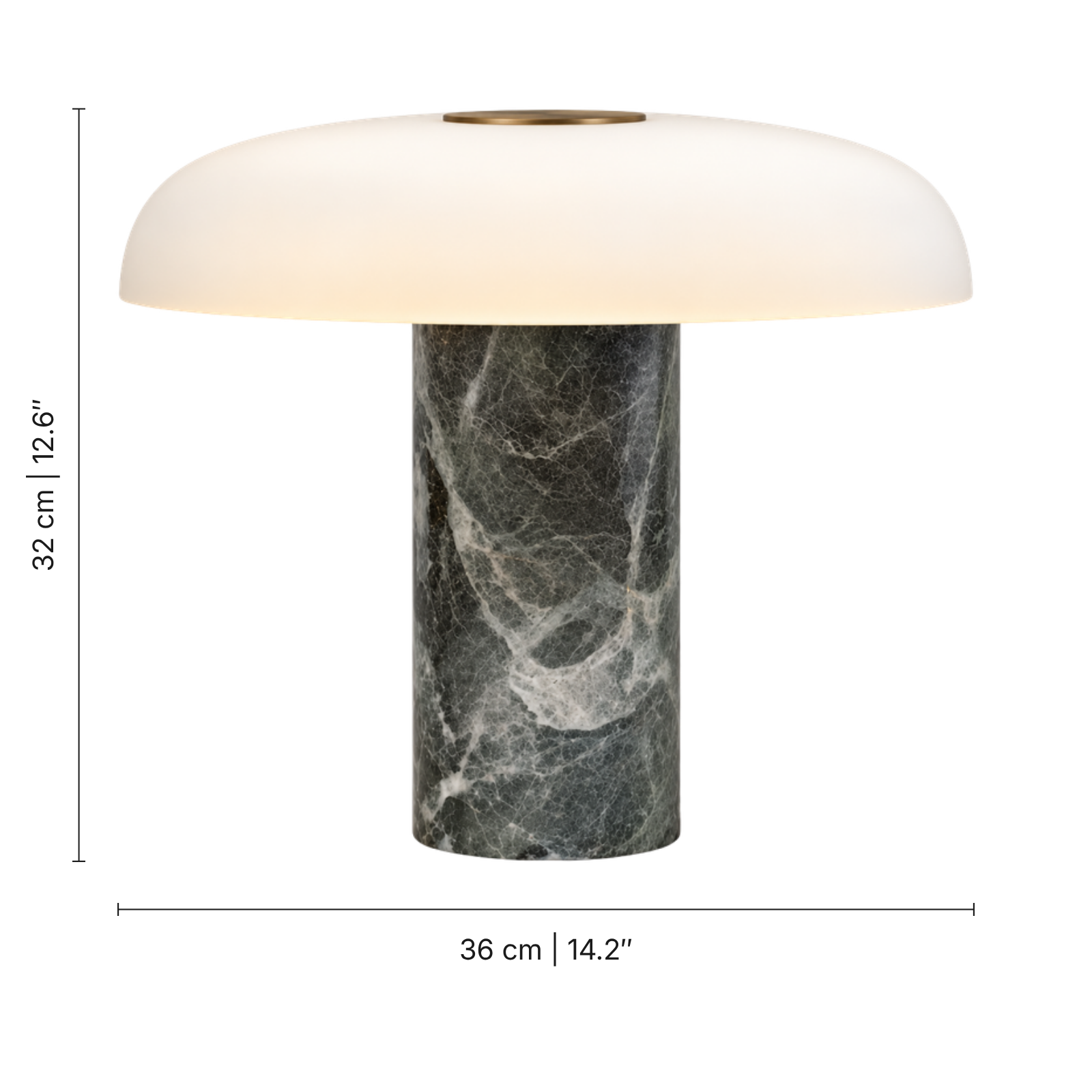 Pelar Marble Glass Table Lamp — dimensions