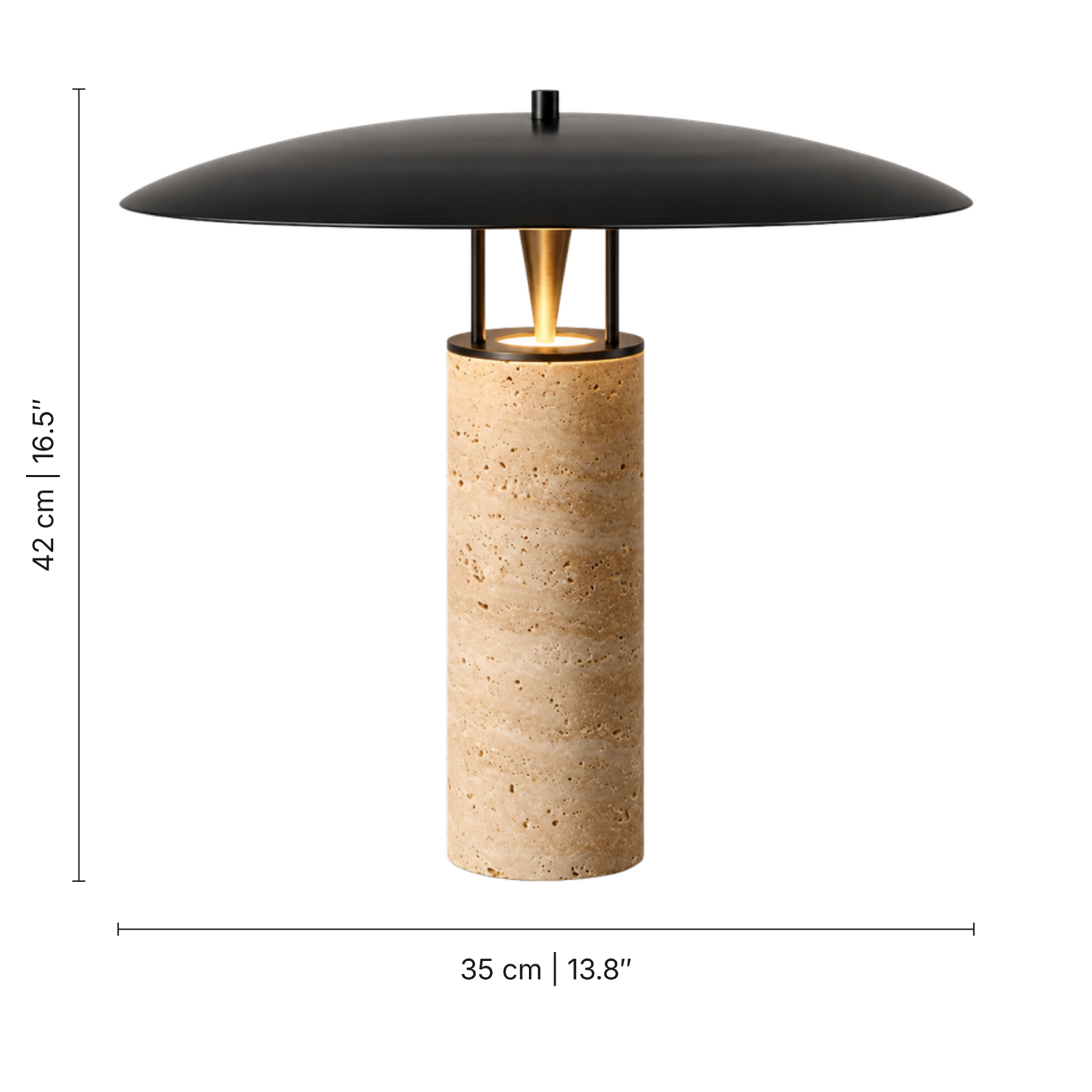Calypso Travertine Table Lamp — dimensions