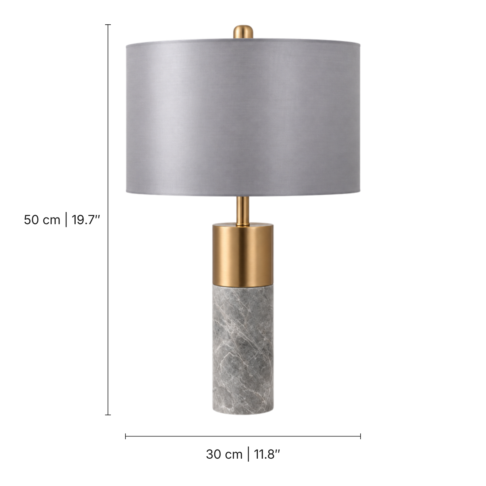 Aurelia Marble Gold Table Lamp — dimensions