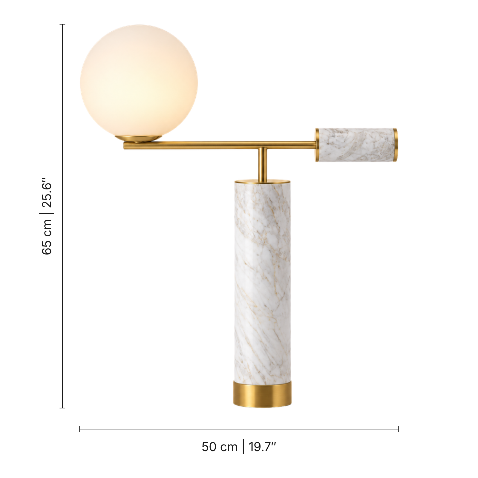 Aether Marble Art Table Lamp — dimensions