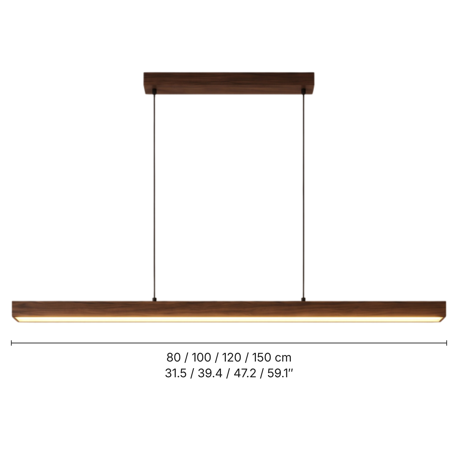 Walnut Bar Pendant Light — dimensions