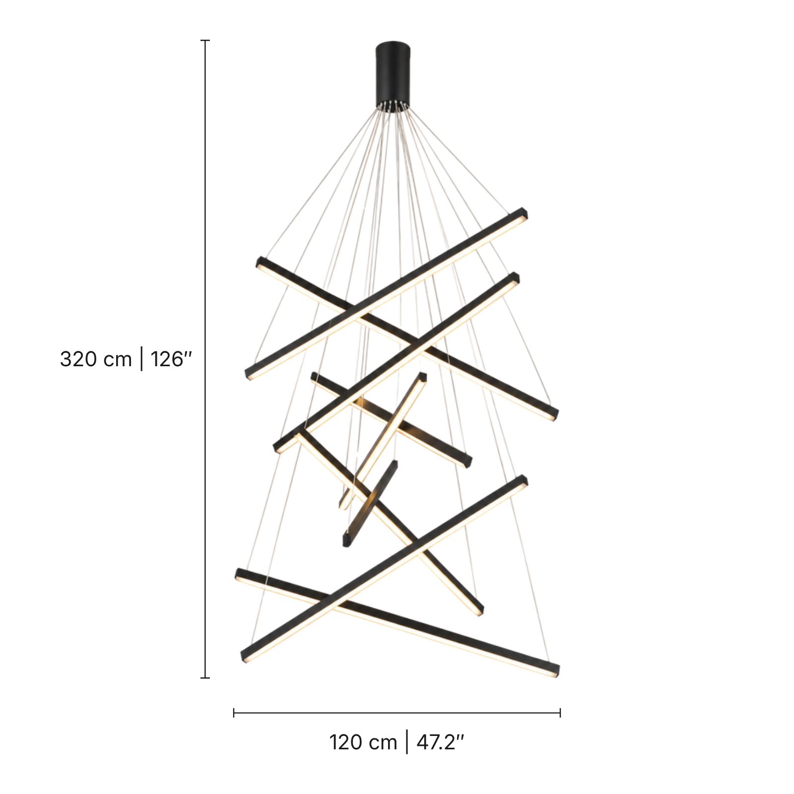 Multi Bar Staircase Chandelier — dimensions