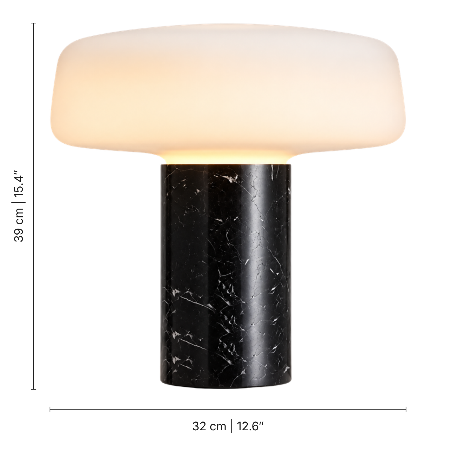 Velka Danish Marble Table Lamp — dimensions
