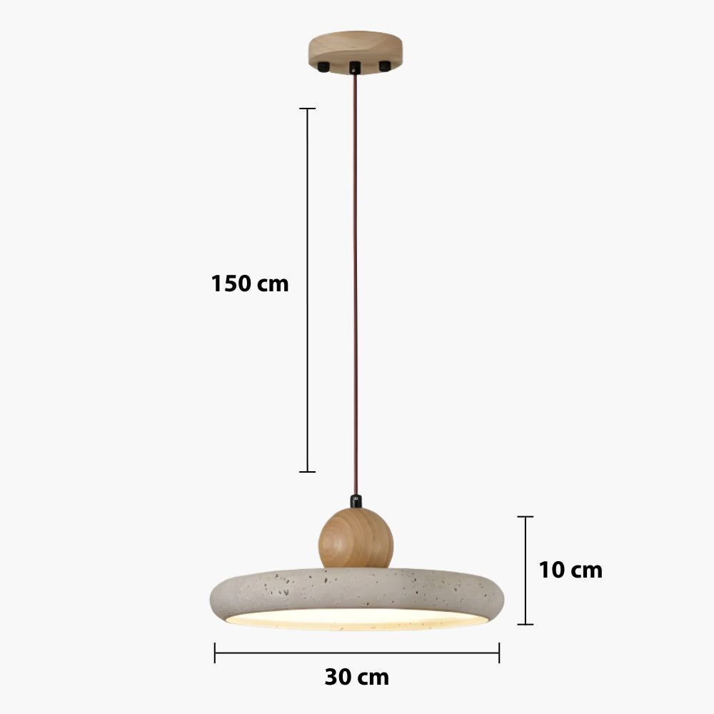 Travertine Wood Pendant Light — dimensions