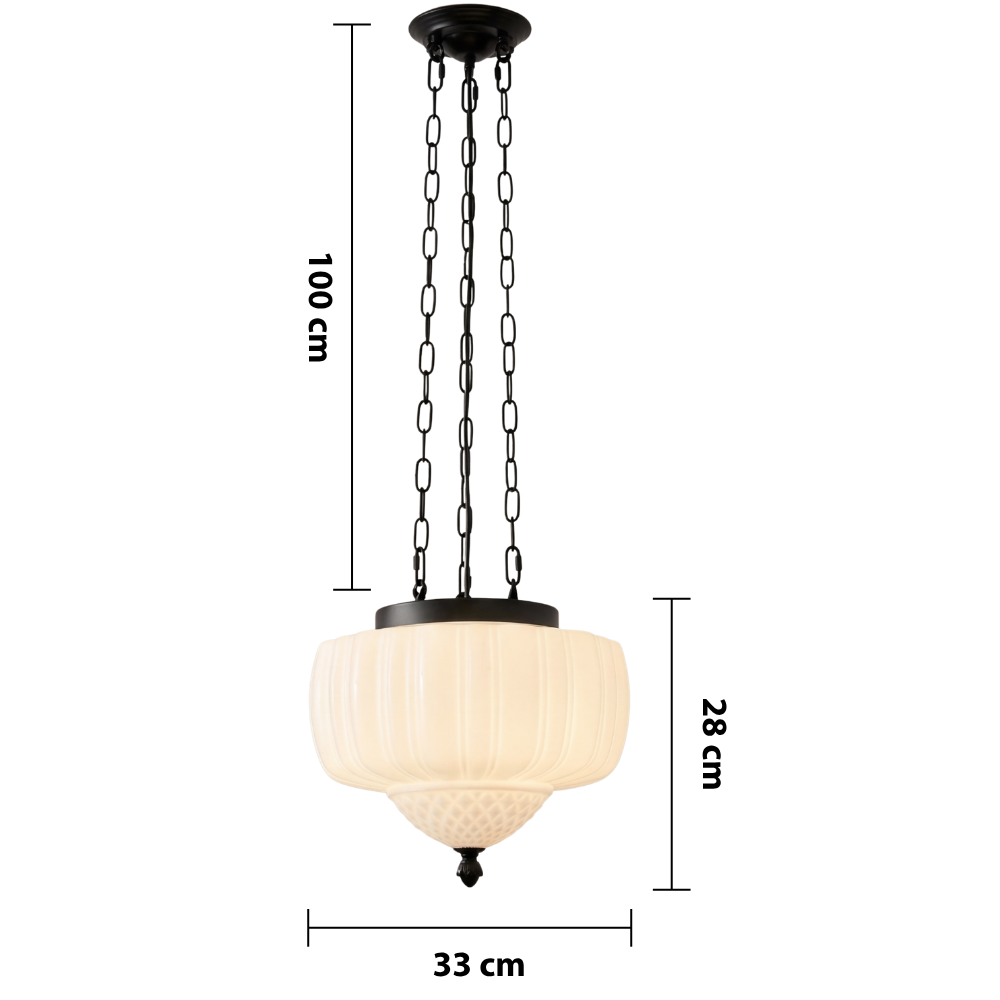 Vintage Milky White Pendant light — dimensions