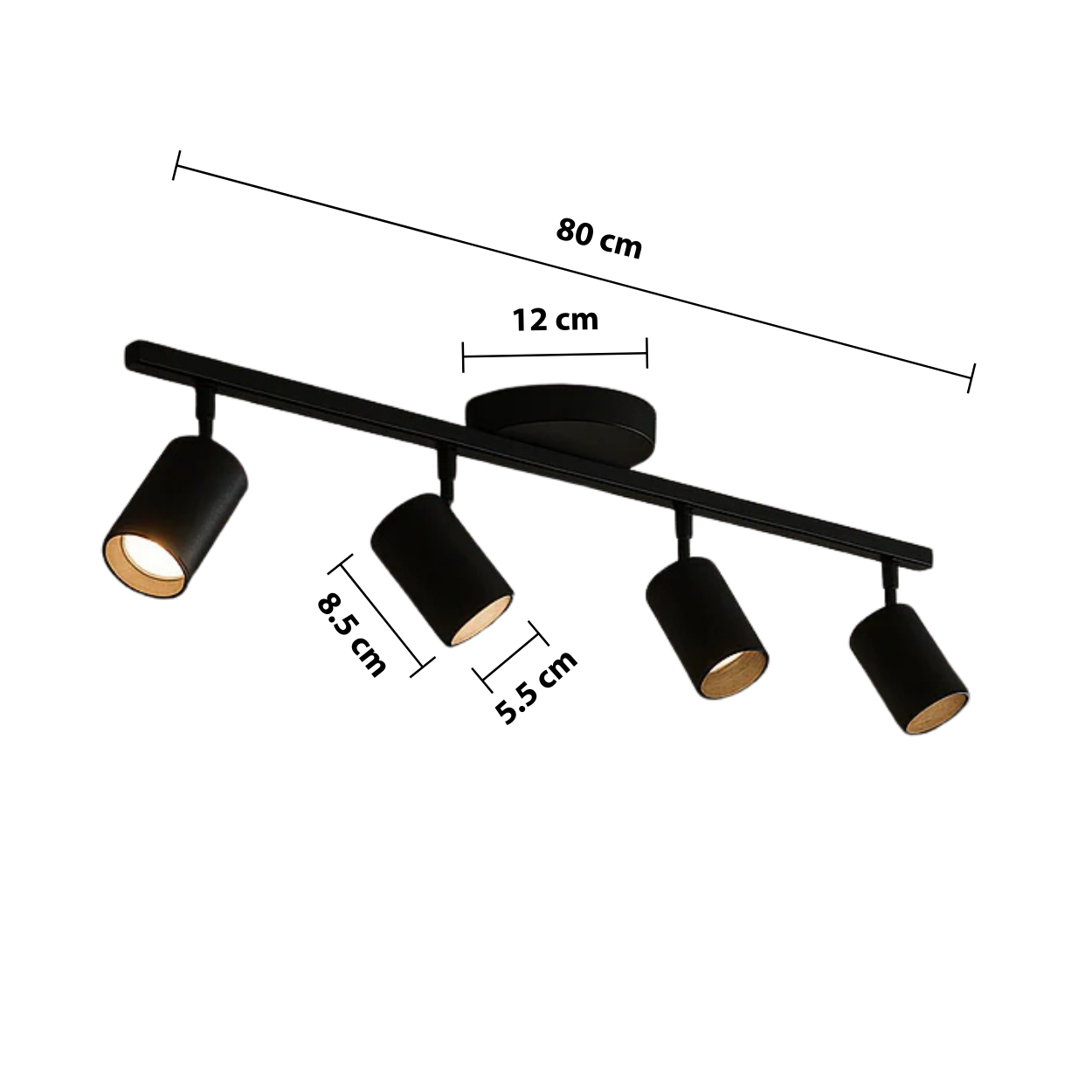 Modern 4 Head Ceiling Light — dimensions