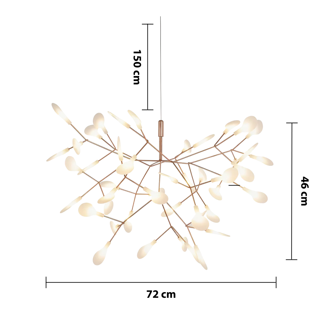 Rose Gold Firefly Pendant Light — dimensions