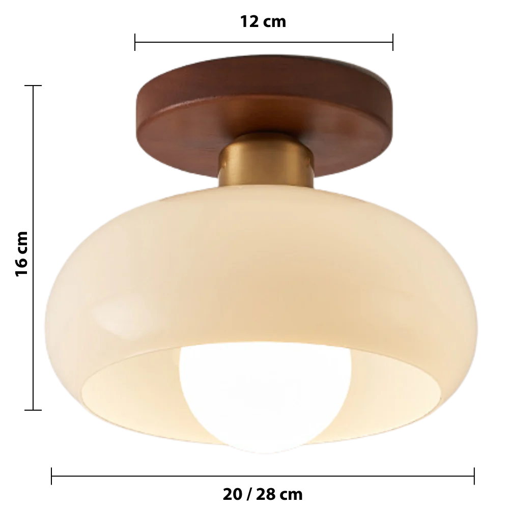 French Bauhaus Cream Ceiling Light — dimensions