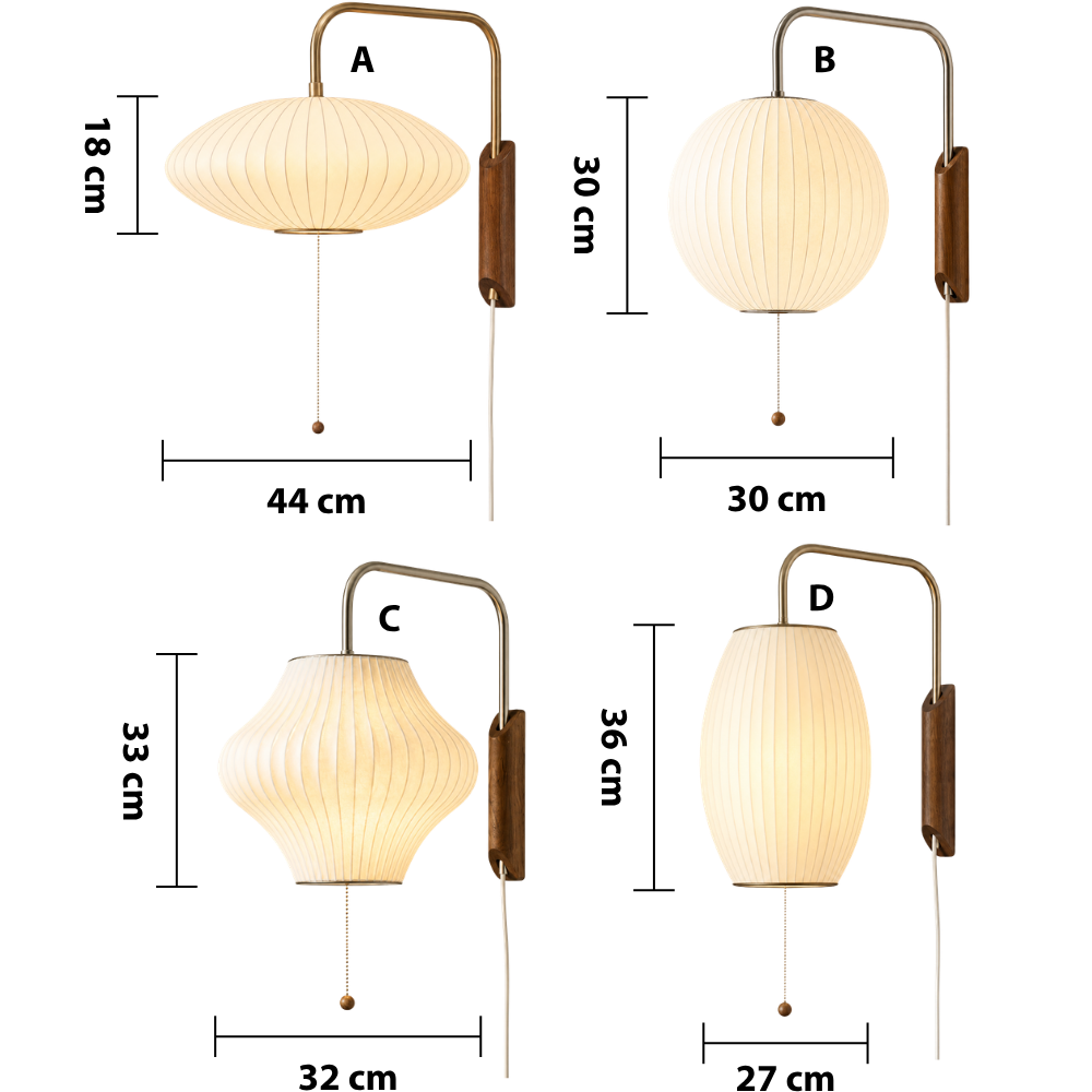 Bubble Silk Wall Light — dimensions