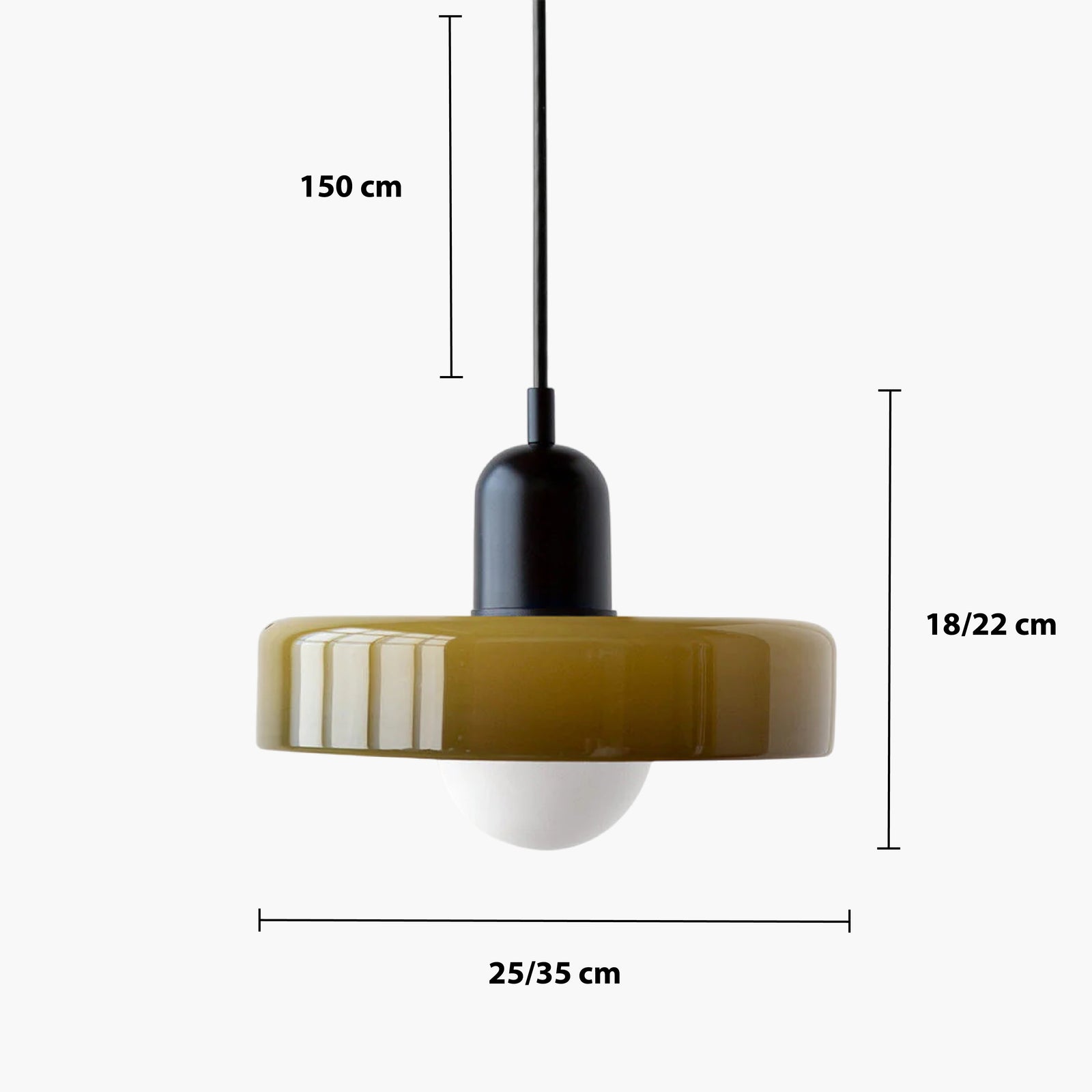 Bauhaus Colored Glass Pendant Light — dimensions