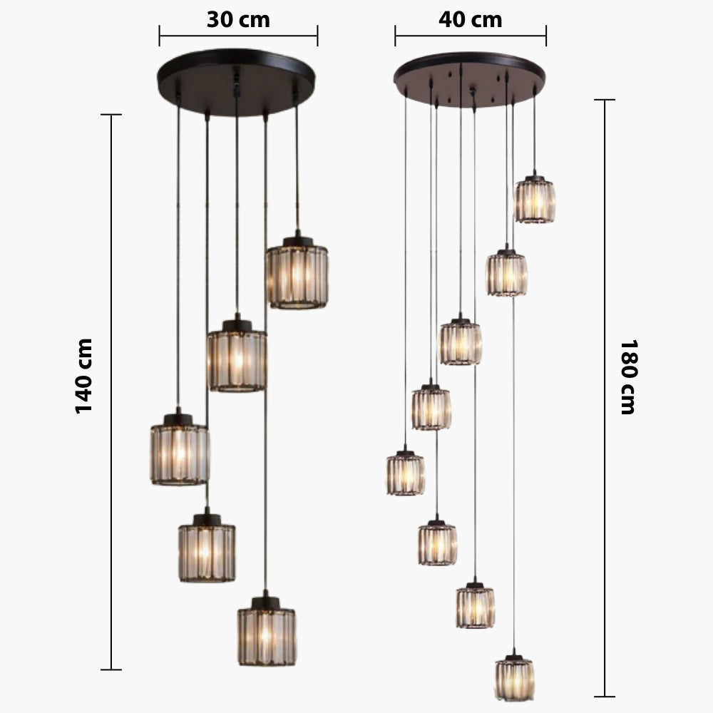 Ida Crystal Staircase Chandelier — dimensions