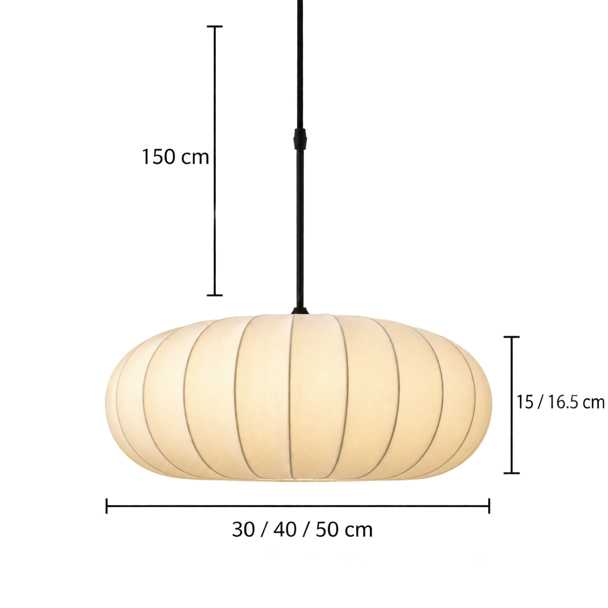 Verona Silk Pendant Light — dimensions