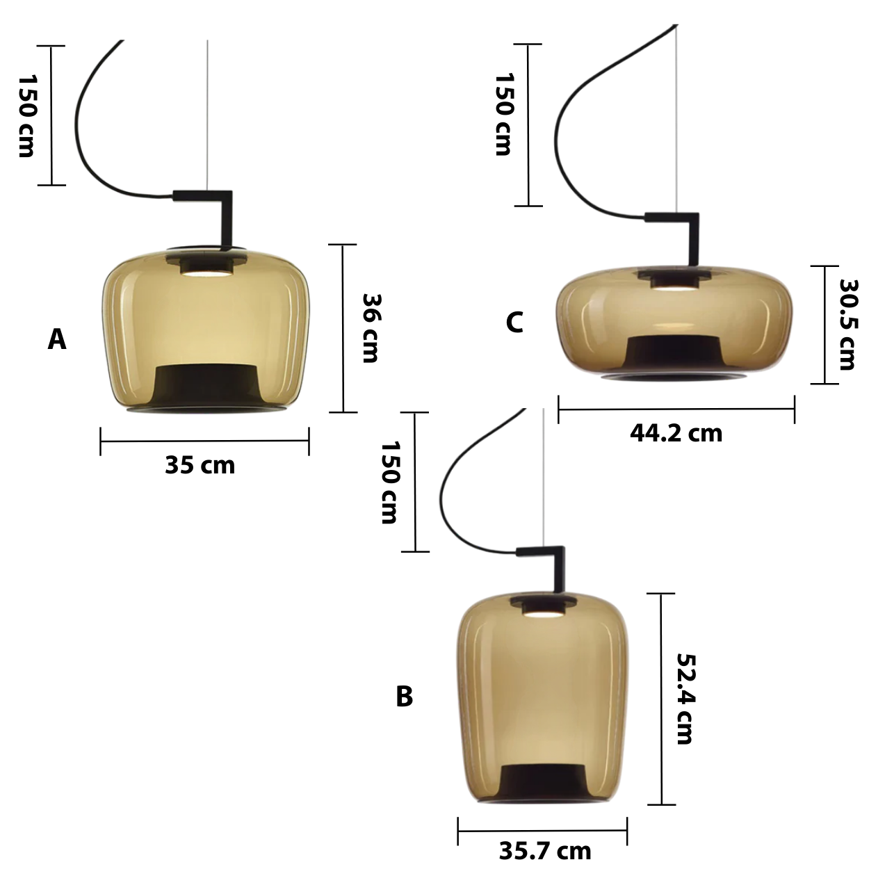 Jaura's Glass Pendant Light — dimensions