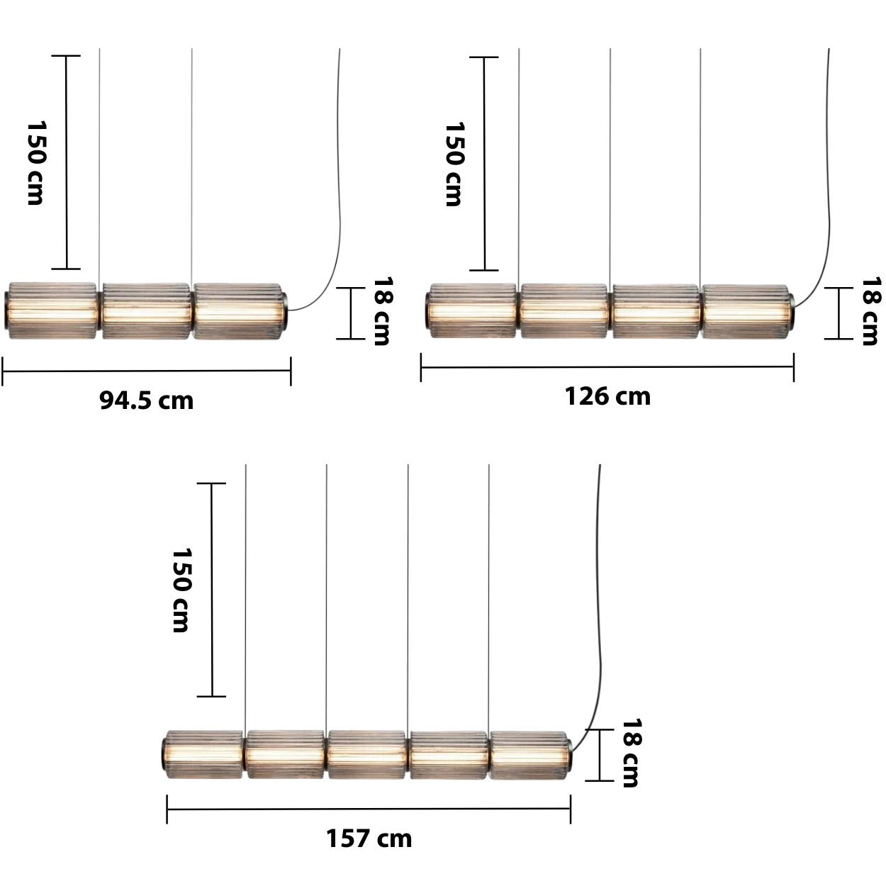 Cylinder Glass Pendant Lamp — dimensions