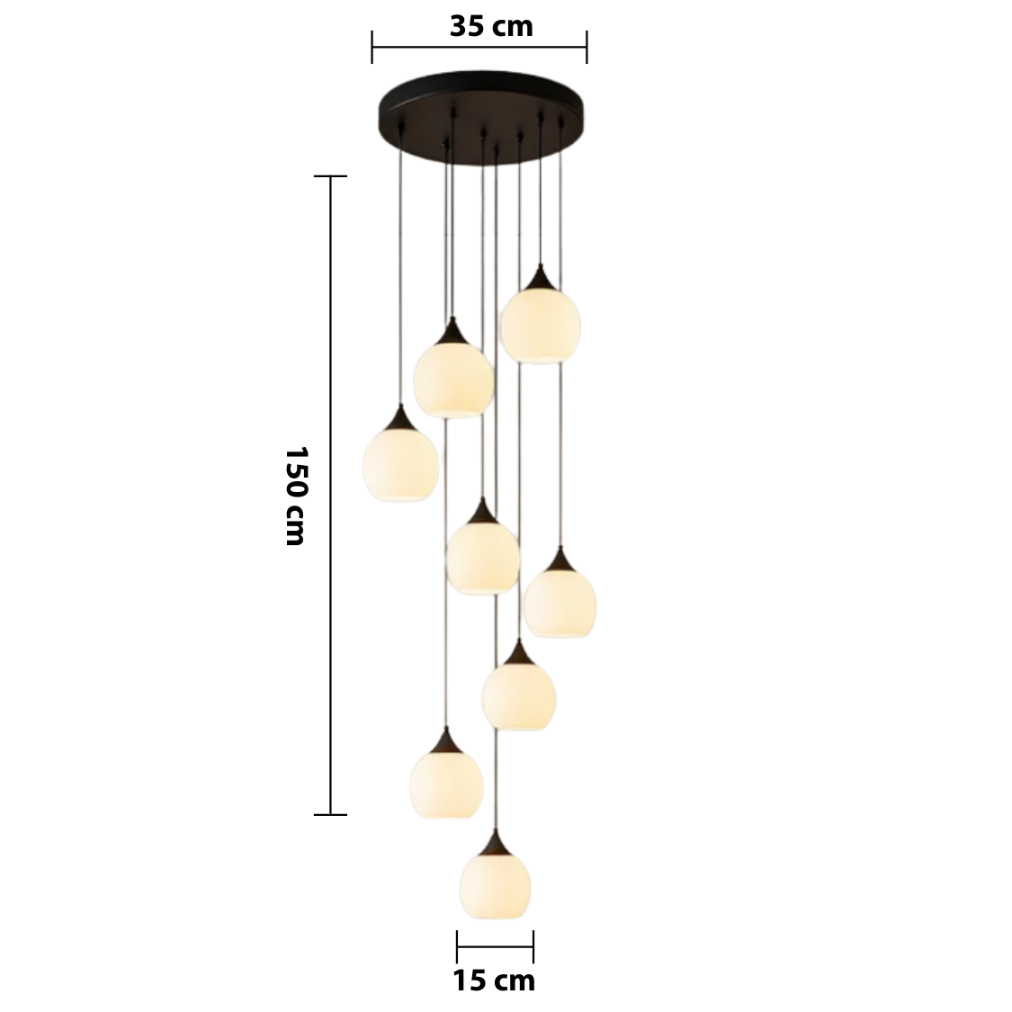 Gade's Villa Staircase Chandelier — dimensions