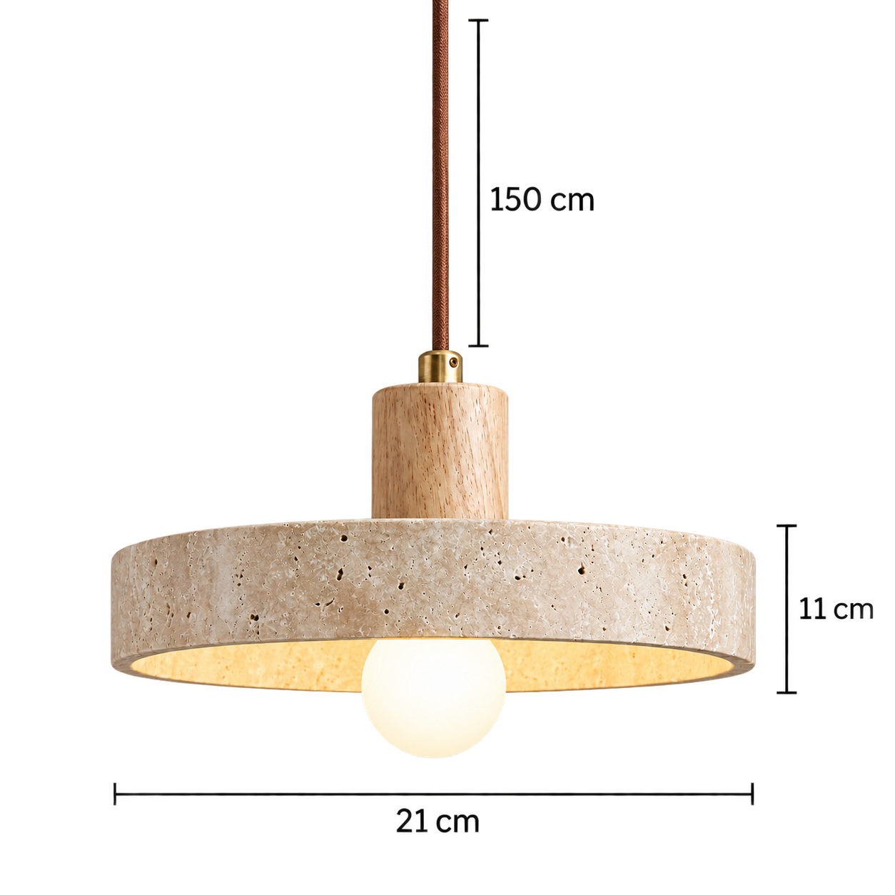 Travertine Bauhaus Pendant Light — dimensions