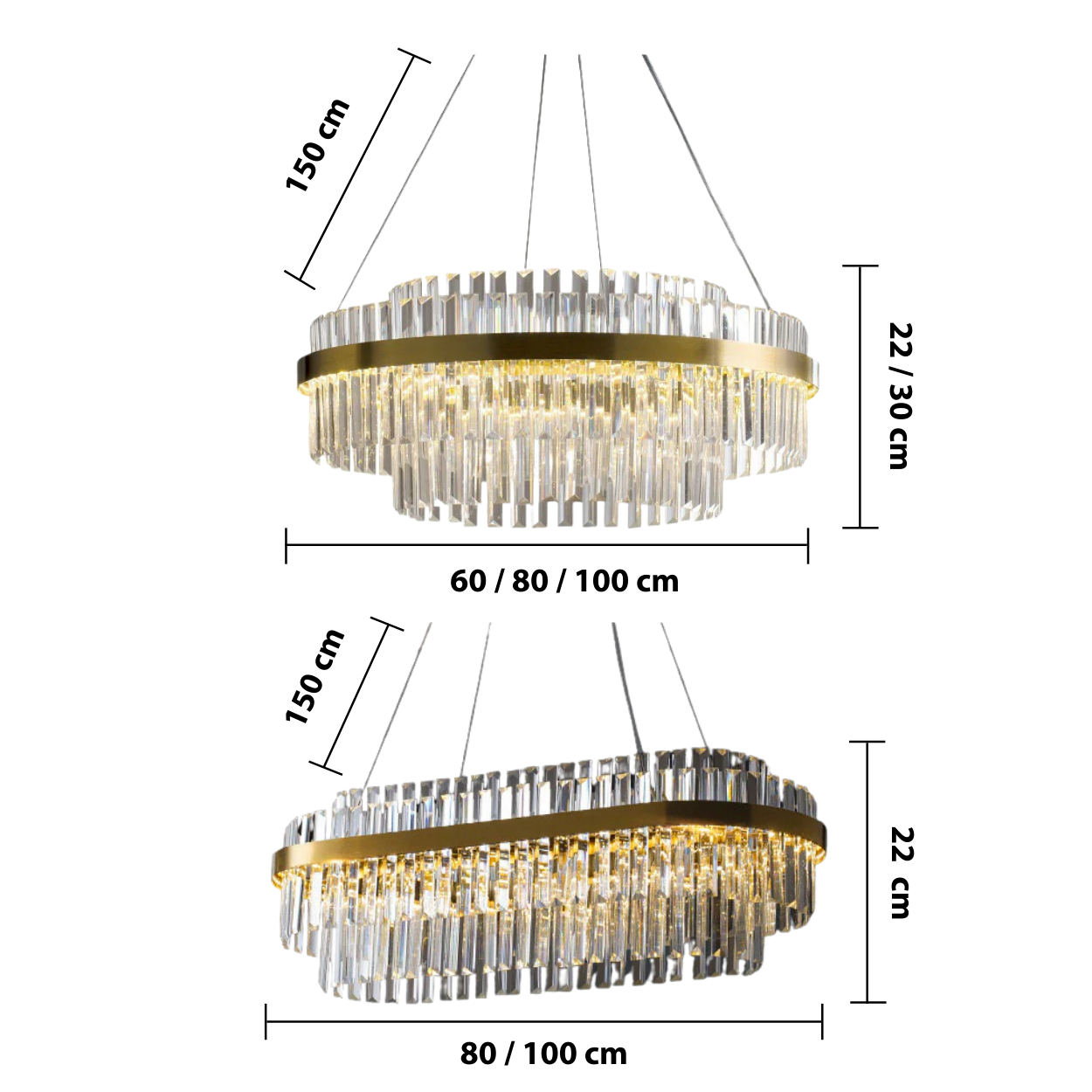 Luxury Crystal Chandelier — dimensions