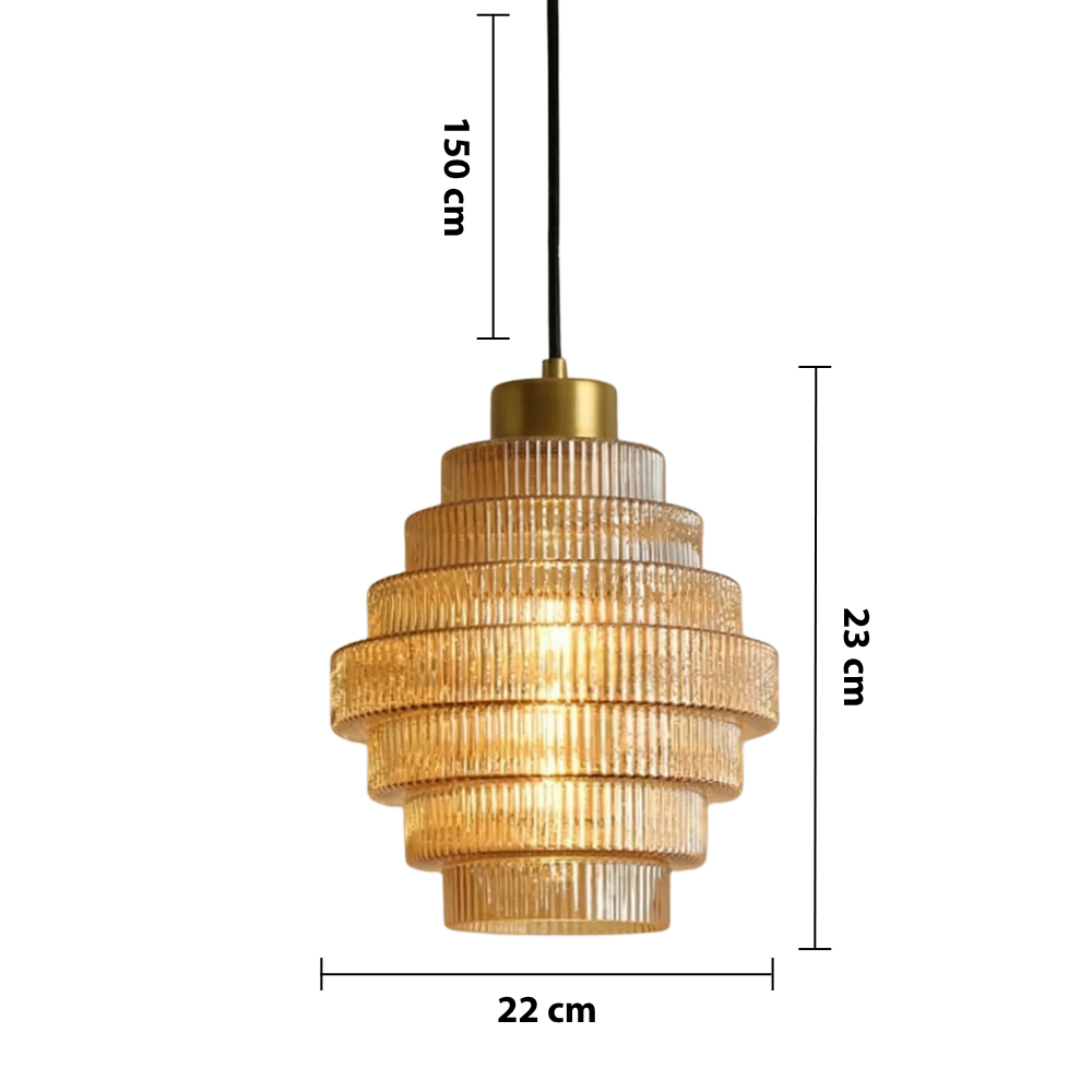 Antique Brass Striped Pendant Light — dimensions