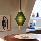 Antique Brass Striped Pendant Light
