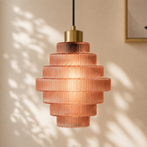 Antique Brass Striped Pendant Light