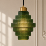 Antique Brass Striped Pendant Light