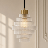 Antique Brass Striped Pendant Light