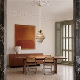 Antique Brass Striped Pendant Light