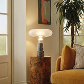 Grey Marble And Smokey Glass Table Lamp