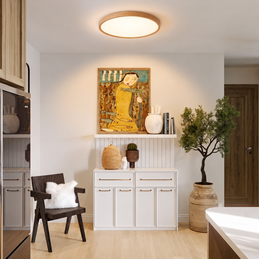Log Wood Ceiling Light