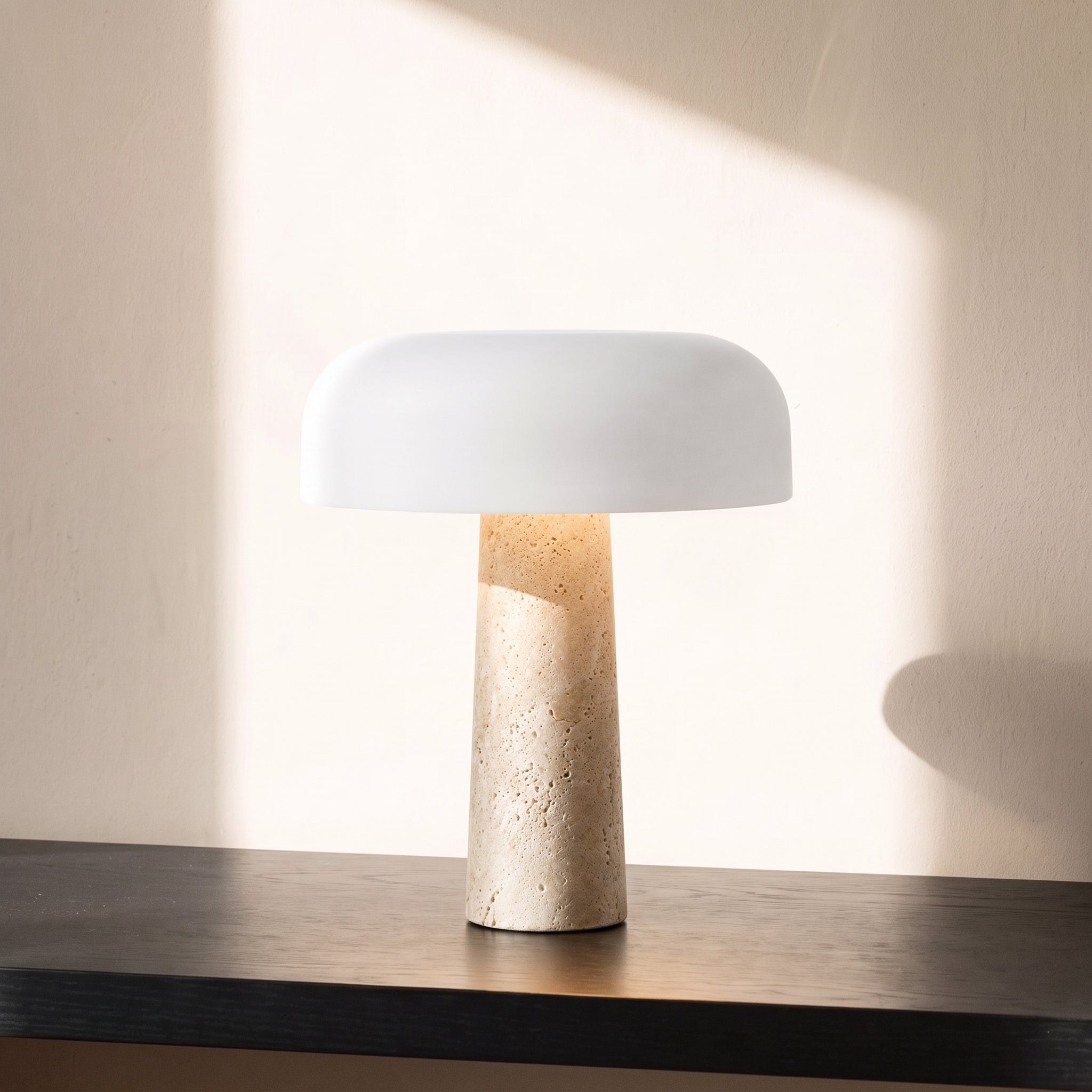 Ombra White Travertine Table Lamp