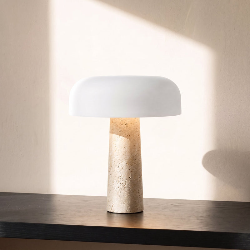 Ombra White Travertine Table Lamp