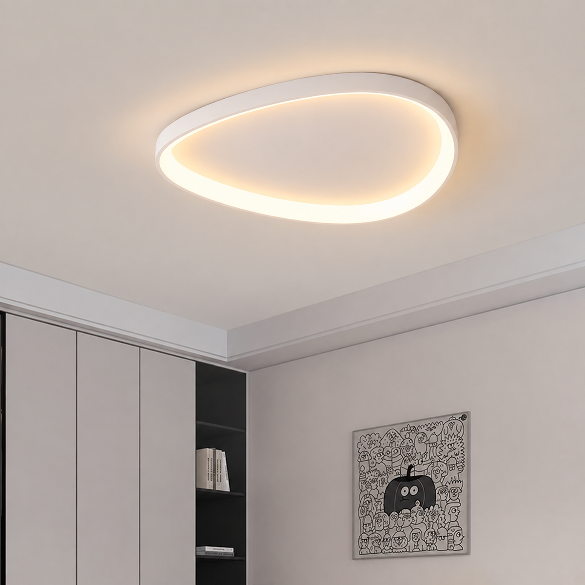 Single White Armure Ceiling Light