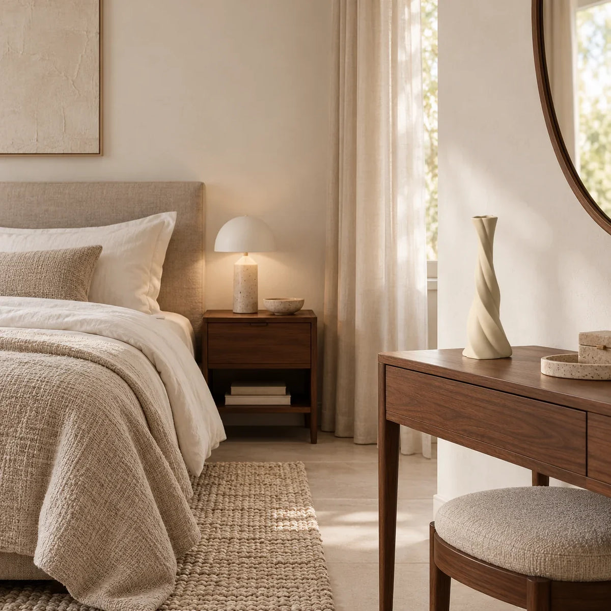 ÉDITORIAL | Beige | Chambre | HELICE — mise en scène générée