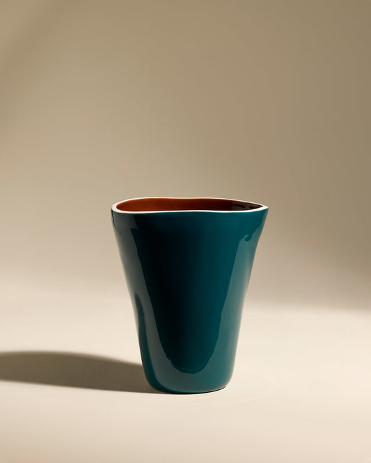 Vase décoratif Taahys en céramique Bleu/Chocolat – 26,5 cm – vue 1